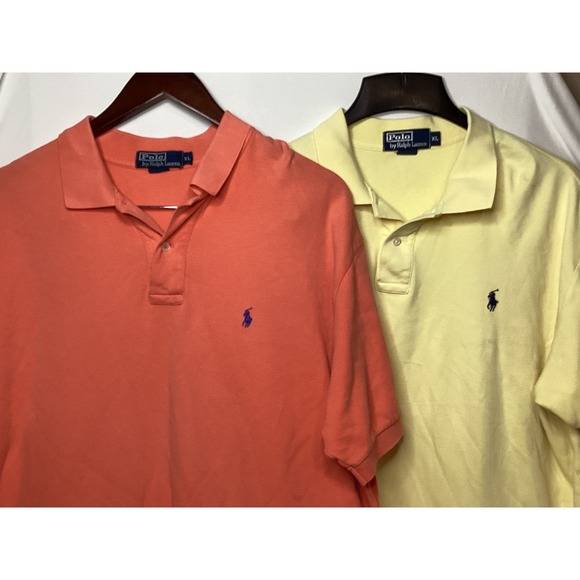 Polo Ralph Lauren XL Yellow Coral Polo Shirts Classic Fit Cotton Menswear - Picture 4 of 14